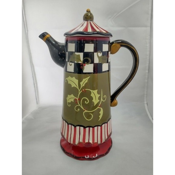 RARE Amber Rose Xmas/Christmas Coffee Pot by Nanette Vacher - Picture 1 of 8